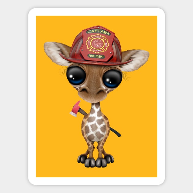 Cute Baby Giraffe Firefighter Magnet by jeffbartels